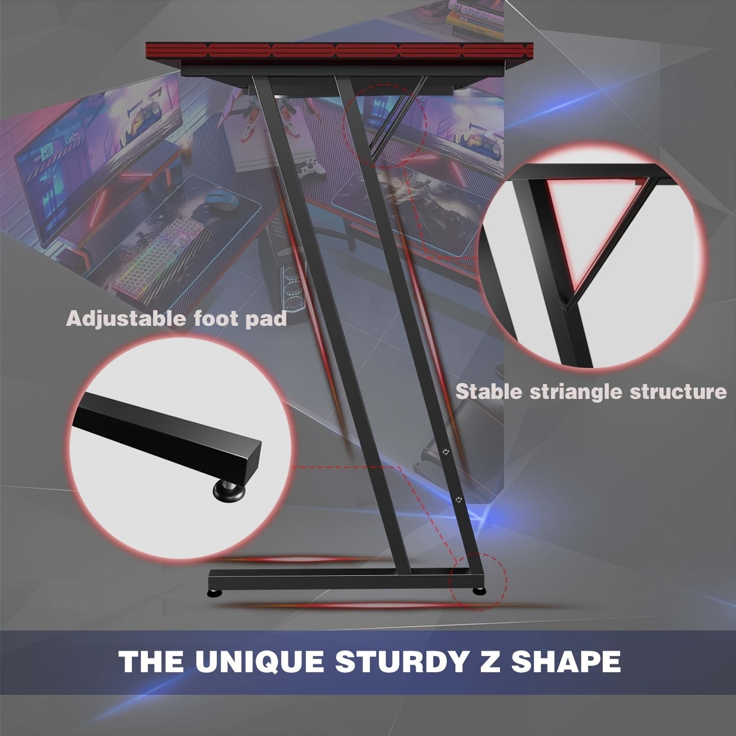 51 Inch L-Shaped Gaming Desk