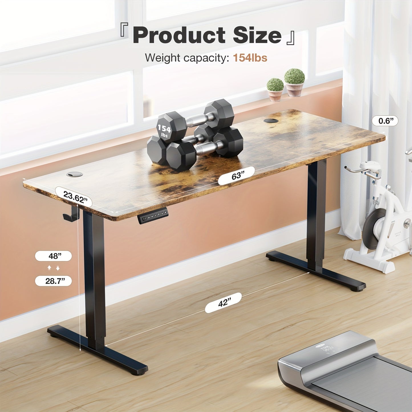 63 Inch Electric Standing Desk