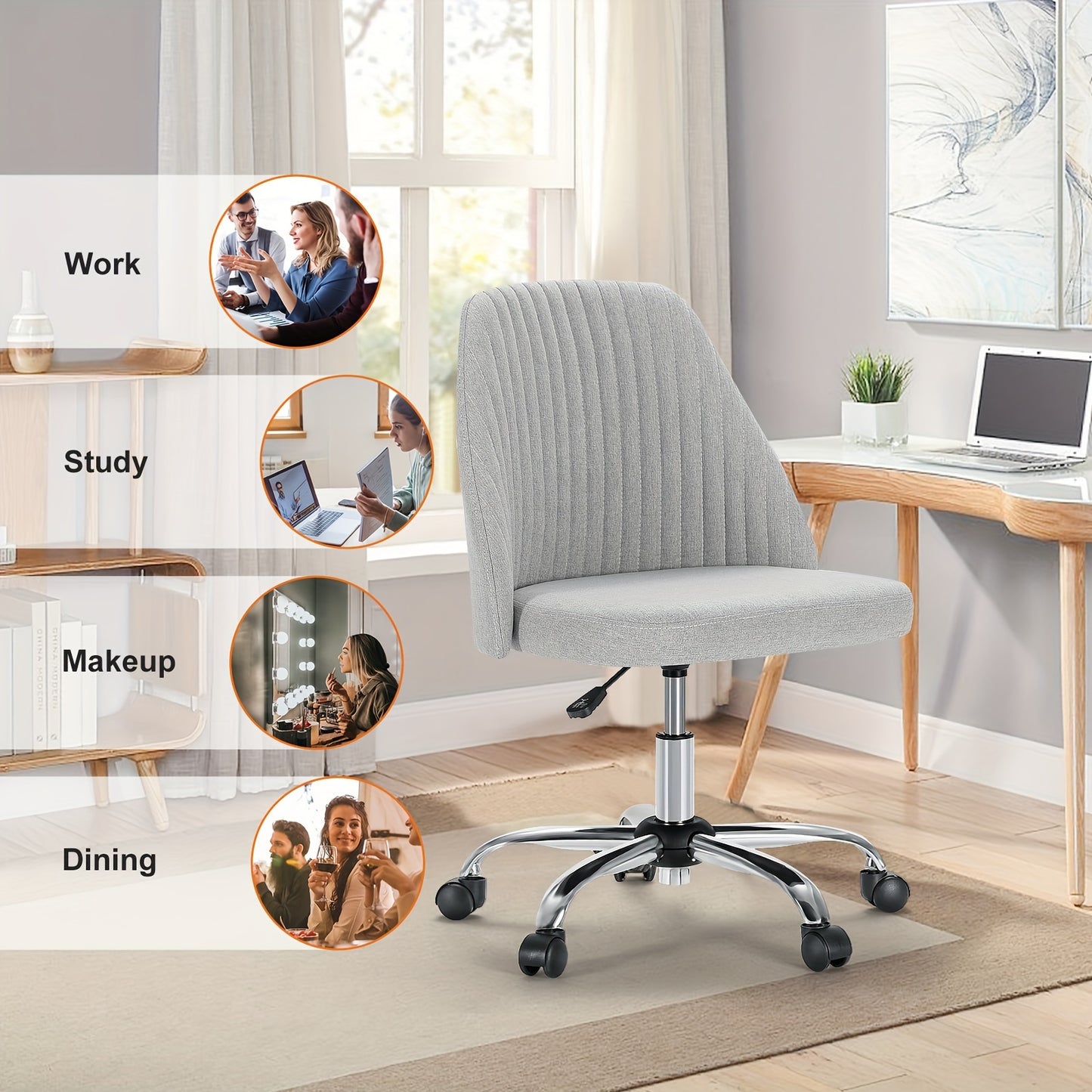 Armless Fabric Swivel Chair