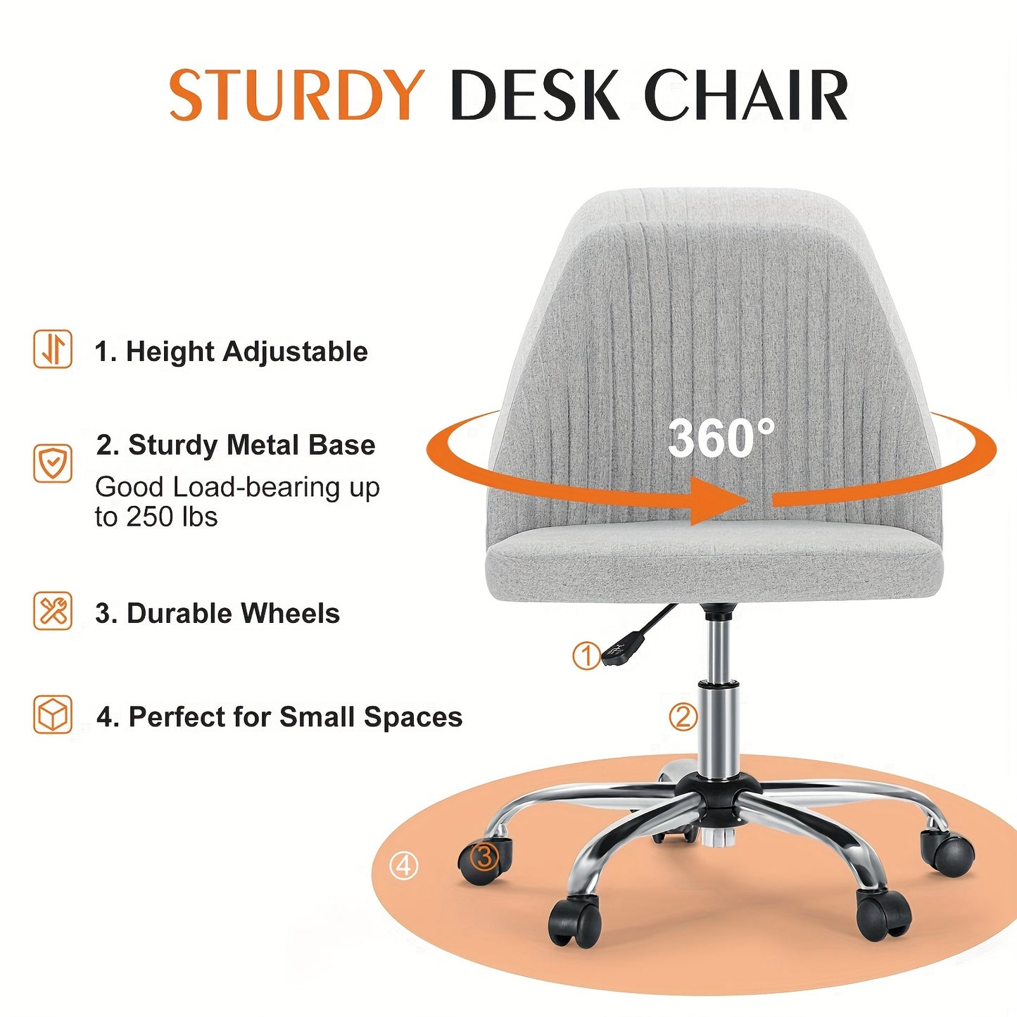 Armless Fabric Swivel Chair