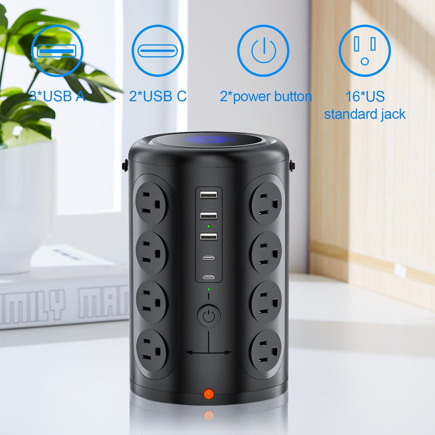 Power Strip Tower with Surge
