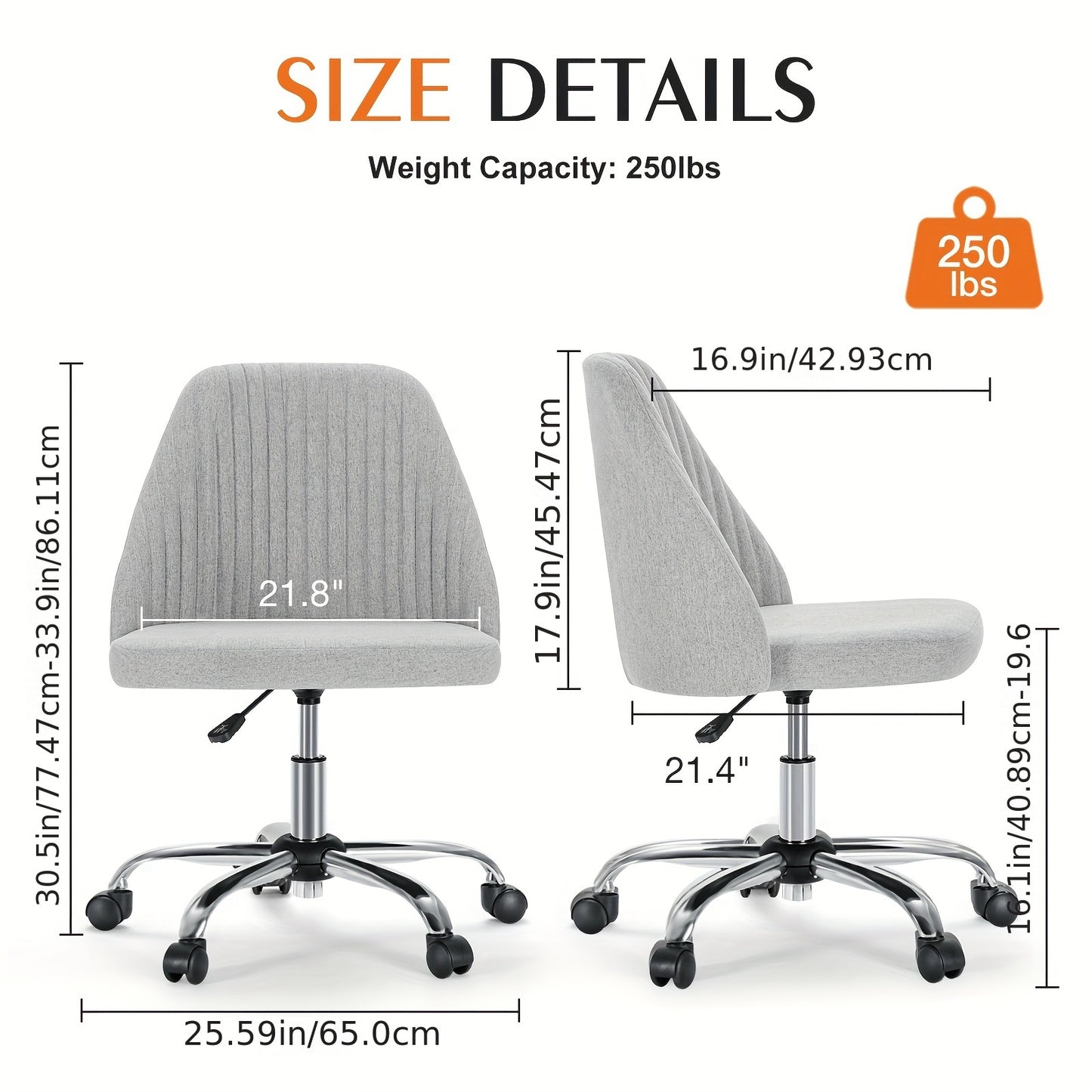 Armless Fabric Swivel Chair