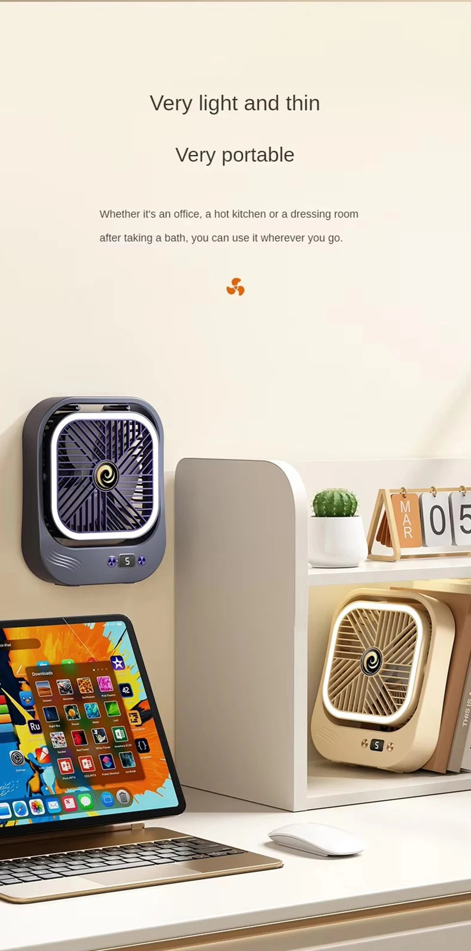 Rechargeable LED Mini Desk Fan