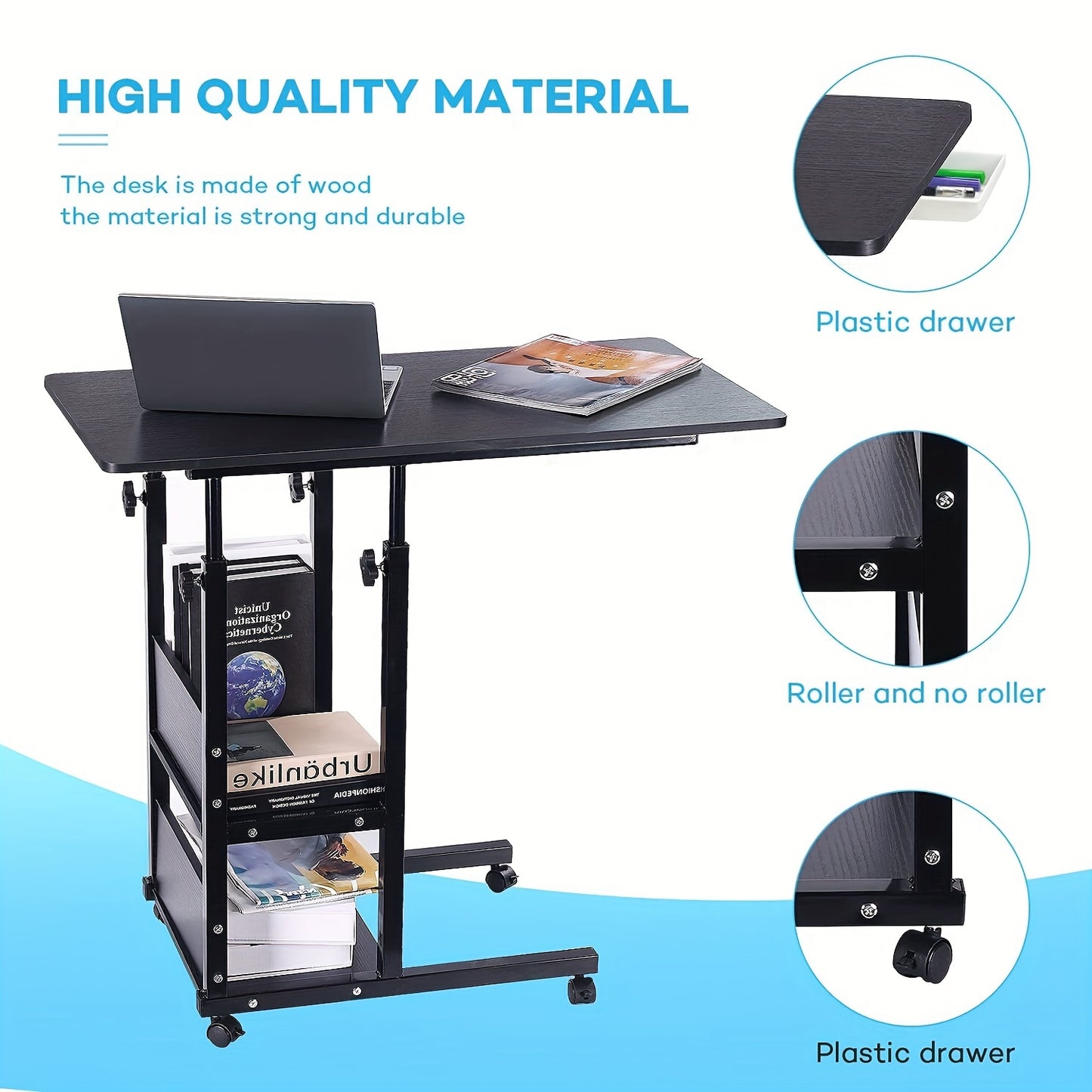 Rolling Standing Desk with Drawers