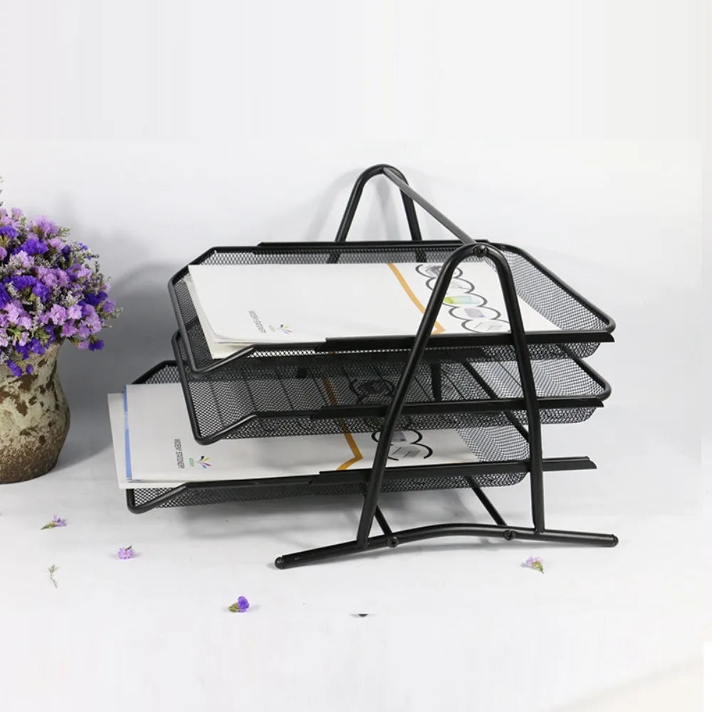 Three-Layer Mesh File Rack