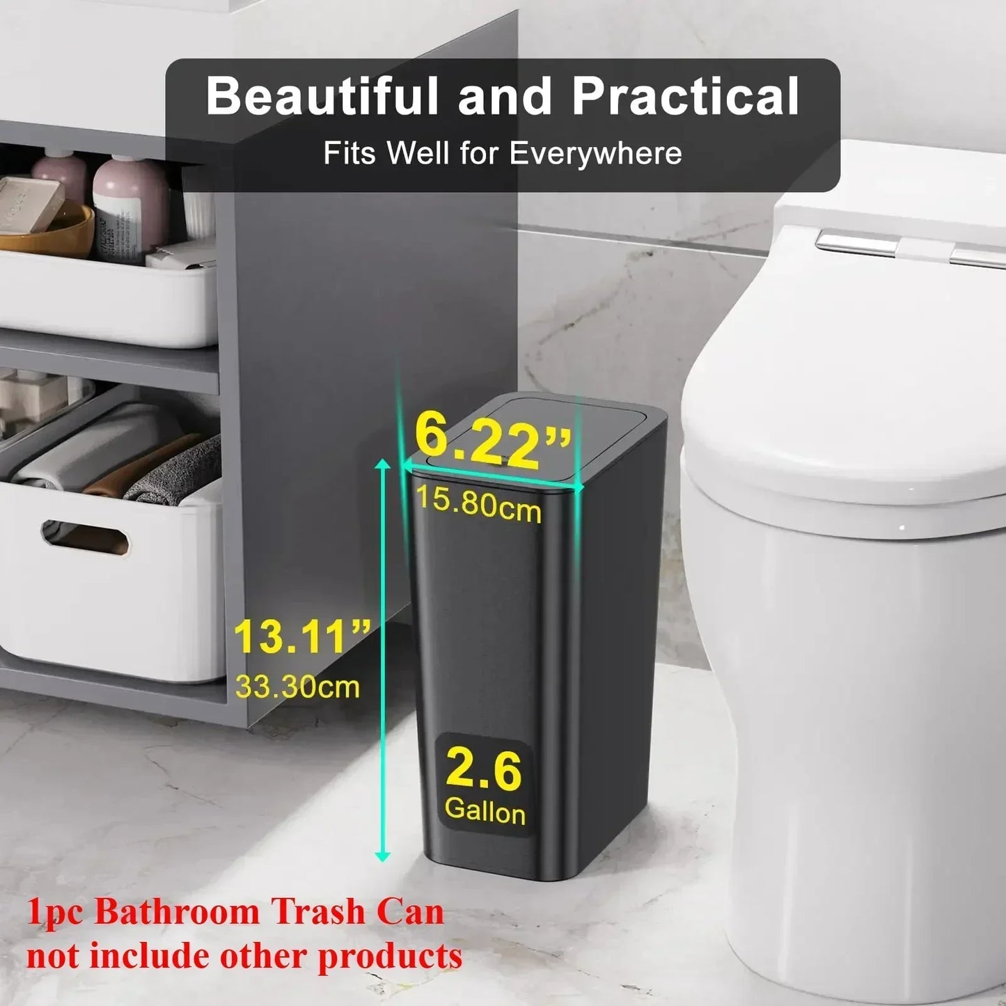 Compact Quiet-Close Trash Can