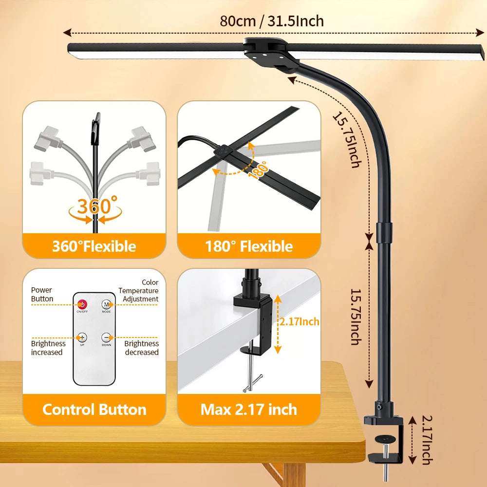 24W Clamp LED Desk Lamp