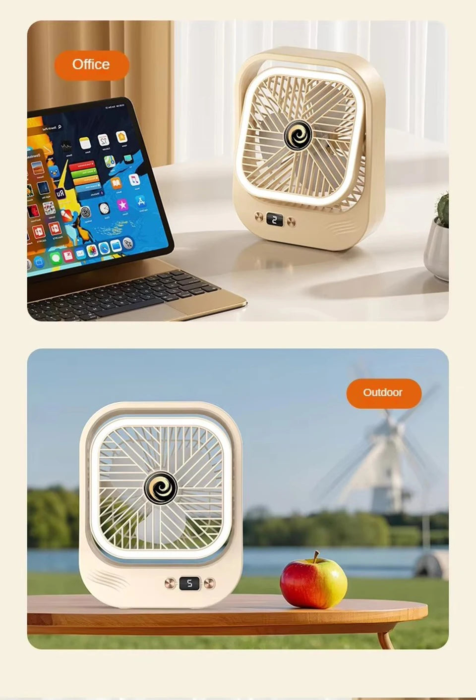 Rechargeable LED Mini Desk Fan