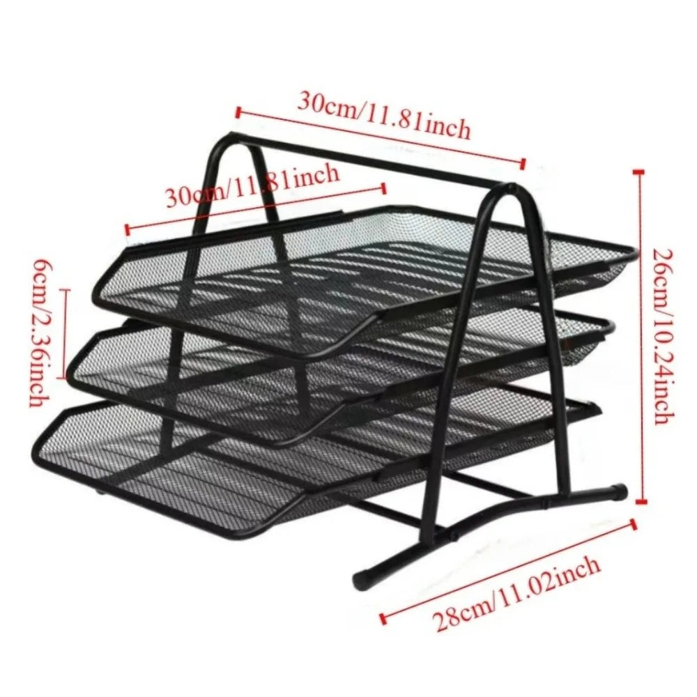 Three-Layer Mesh File Rack