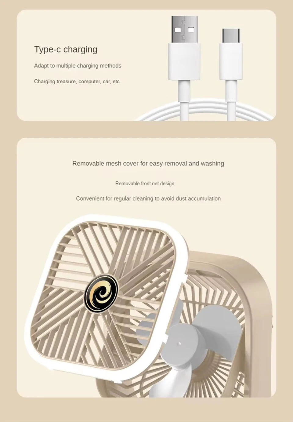 Rechargeable LED Mini Desk Fan