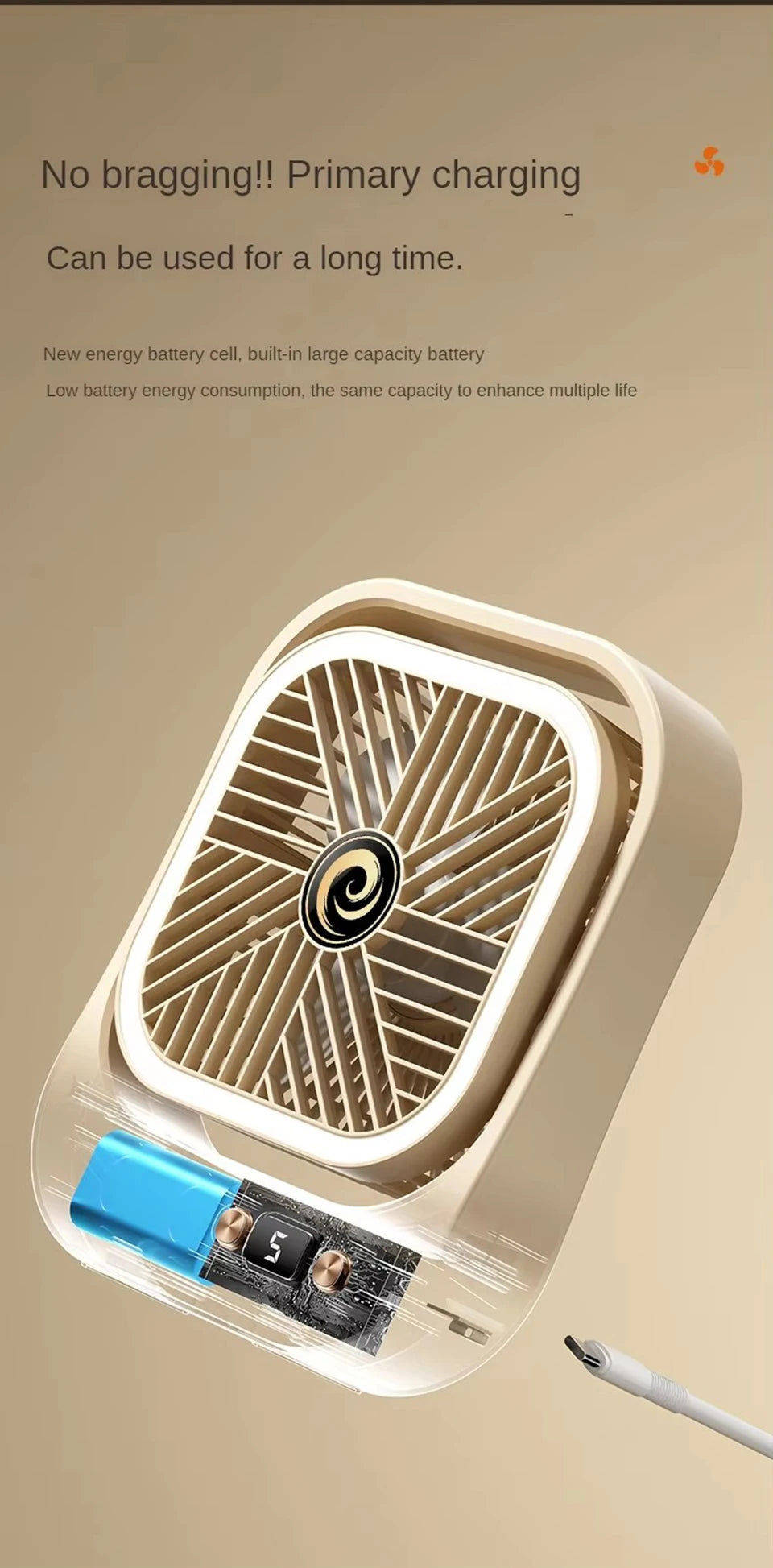 Rechargeable LED Mini Desk Fan